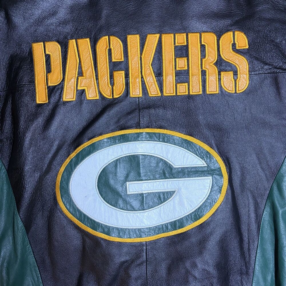Vintage G-III Carl Banks Green Bay Packers Leather Jacket NFL XL 100% Leather - Picture 5 of 7